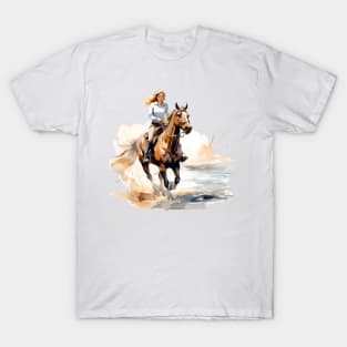 Horseback Beach Riding Watercolor T-Shirt